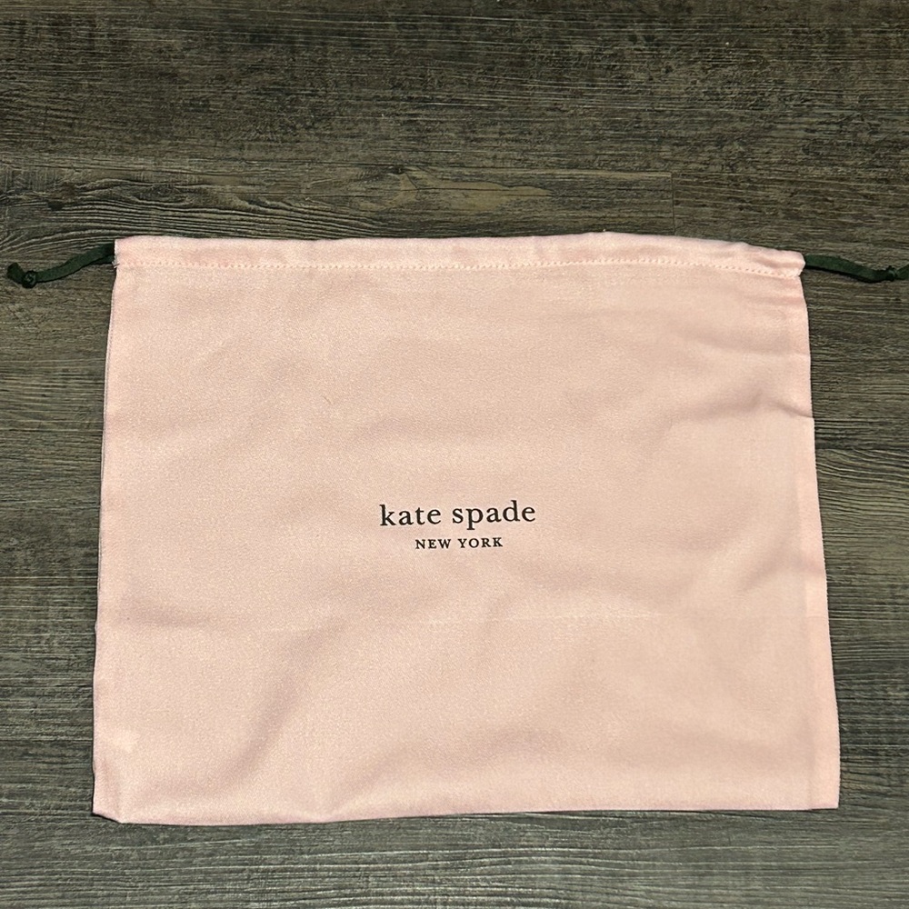 14 x 11.5 Pink Kate Spade ♠️ Dust Bag Dk Green Logo & Drawstring 14 New